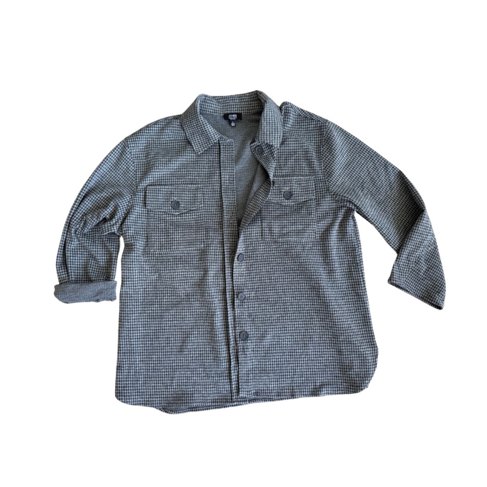 Jones New York houndstooth black grey button up shirt - size large